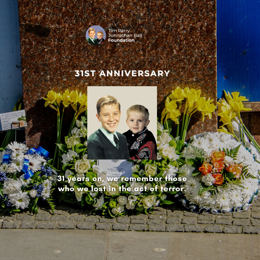 🕊️Today marks the 31st anniversary of the Warrington bombing which deeply impacted lives and changed our community forever. Let's take a moment to commemorate this solemn occasion.🕯️ In memory of Tim and Johnathan, we light a candle of remembrance. #31yearsstrong