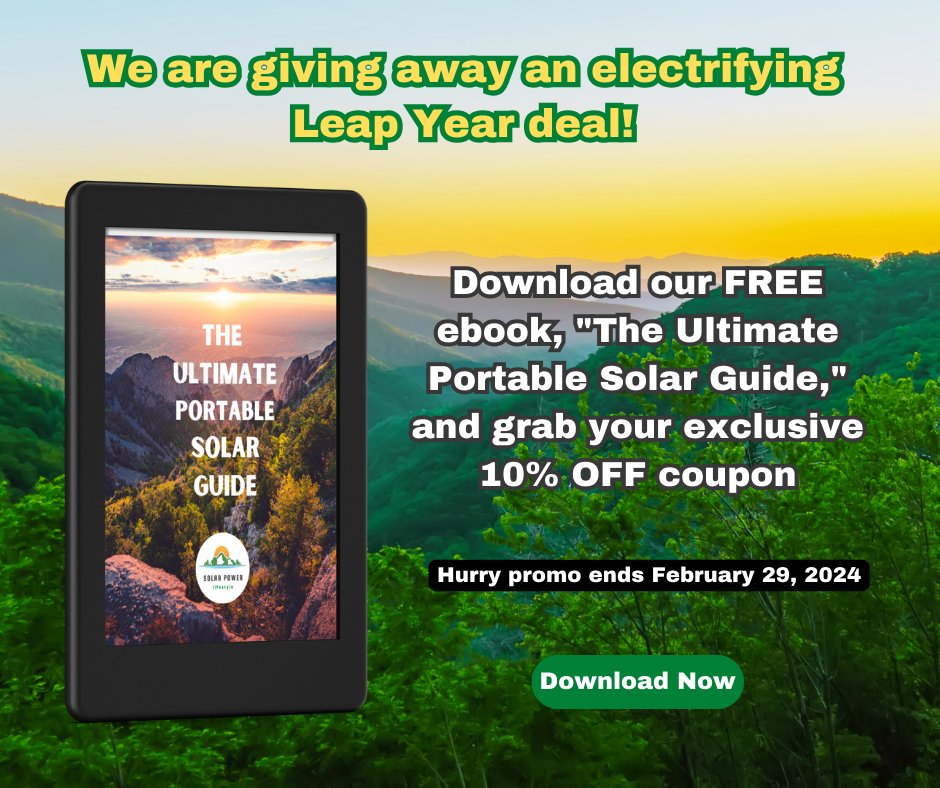 SlrPwrLifestyle's tweet photo. Unlock the potential of Leap Year with our electrifying deal! Download our FREE ebook and seize your limited-time 10% OFF coupon before Leap Day passes! 

https://t.co/B15Ouf7WBe

#LeapYear #LeapYear2024 #SolarSavings #SustainableLiving #SolarGuide https://t.co/eXTO0I7n1O