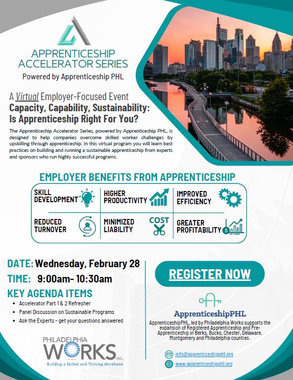 Don't miss out on Part 3 of our Apprenticeship Accelerator Series tomorrow at 9:00 AM! Learn how to set up successful programs and see if apprenticeships are right for you. Register now: ow.ly/xFZf50QyU7o #apprenticeships #virtualevent