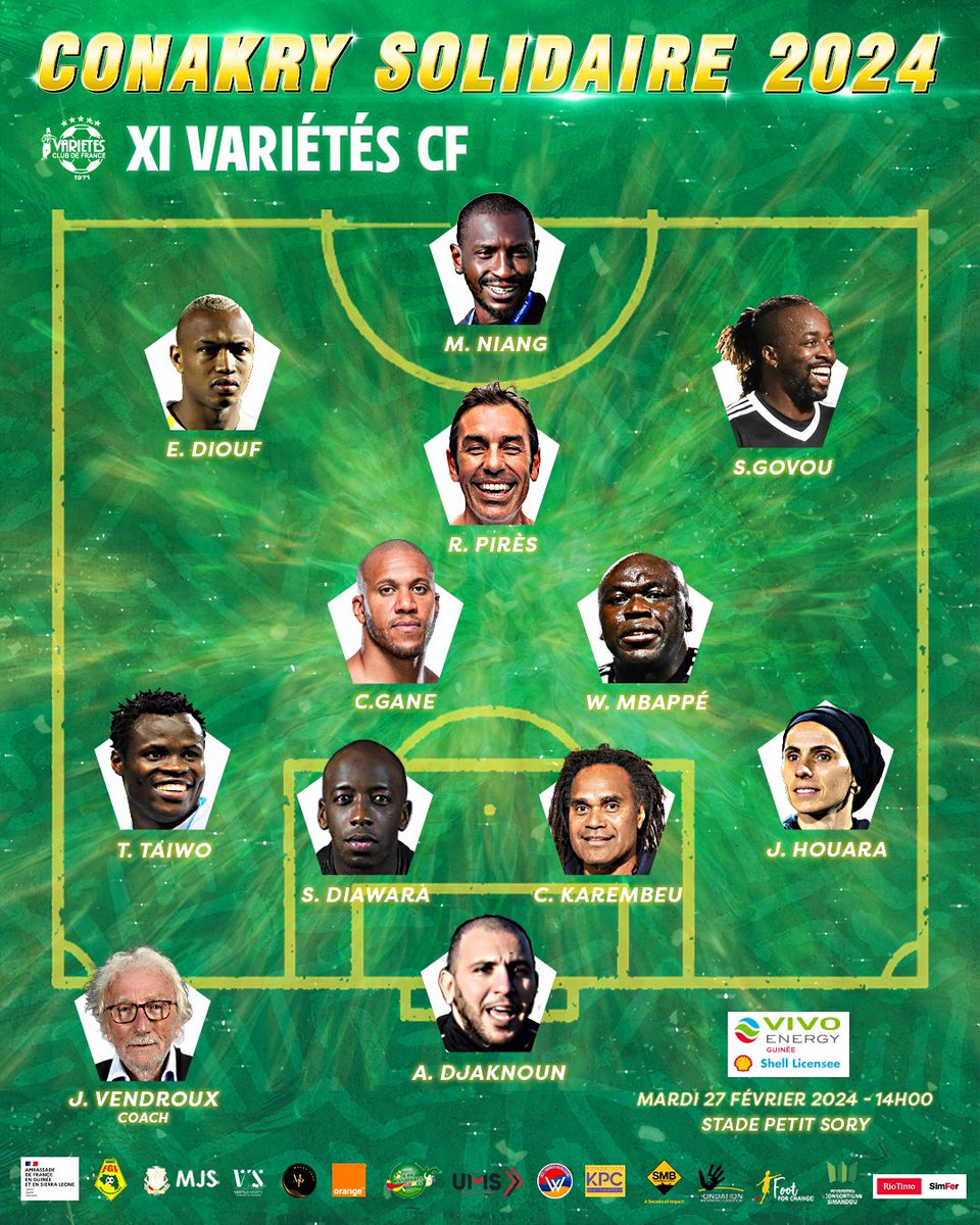 🔥 LE XI DE DÉPART !! Le @varietescf affronte les légendes guinéennes à Conakry ! 🇬🇳