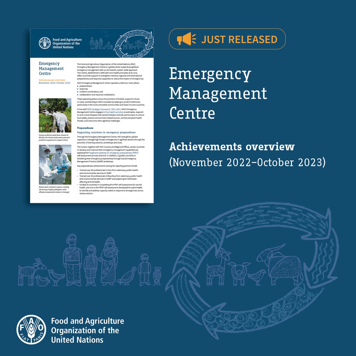 From emergency response to building resilience, our efforts are making an impact worldwide.

Want to know more about @FAO's #EmergencyManagament Centre? 

Check out the latest publication highlighting the Centre's achievements over the past year.

bit.ly/3wl6NgC