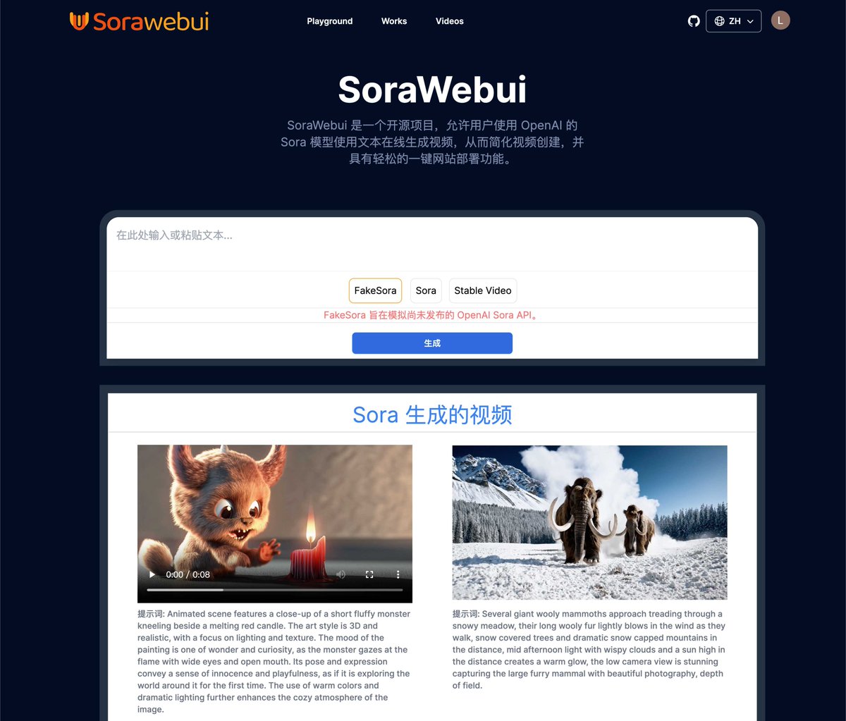 SoraWebui：开源 Sora Web 客户端 利用FakeSoraAPI提供文本在线生成视频 并具有轻松的一键网站部署功能 👉ahhhhfs.com/54639/