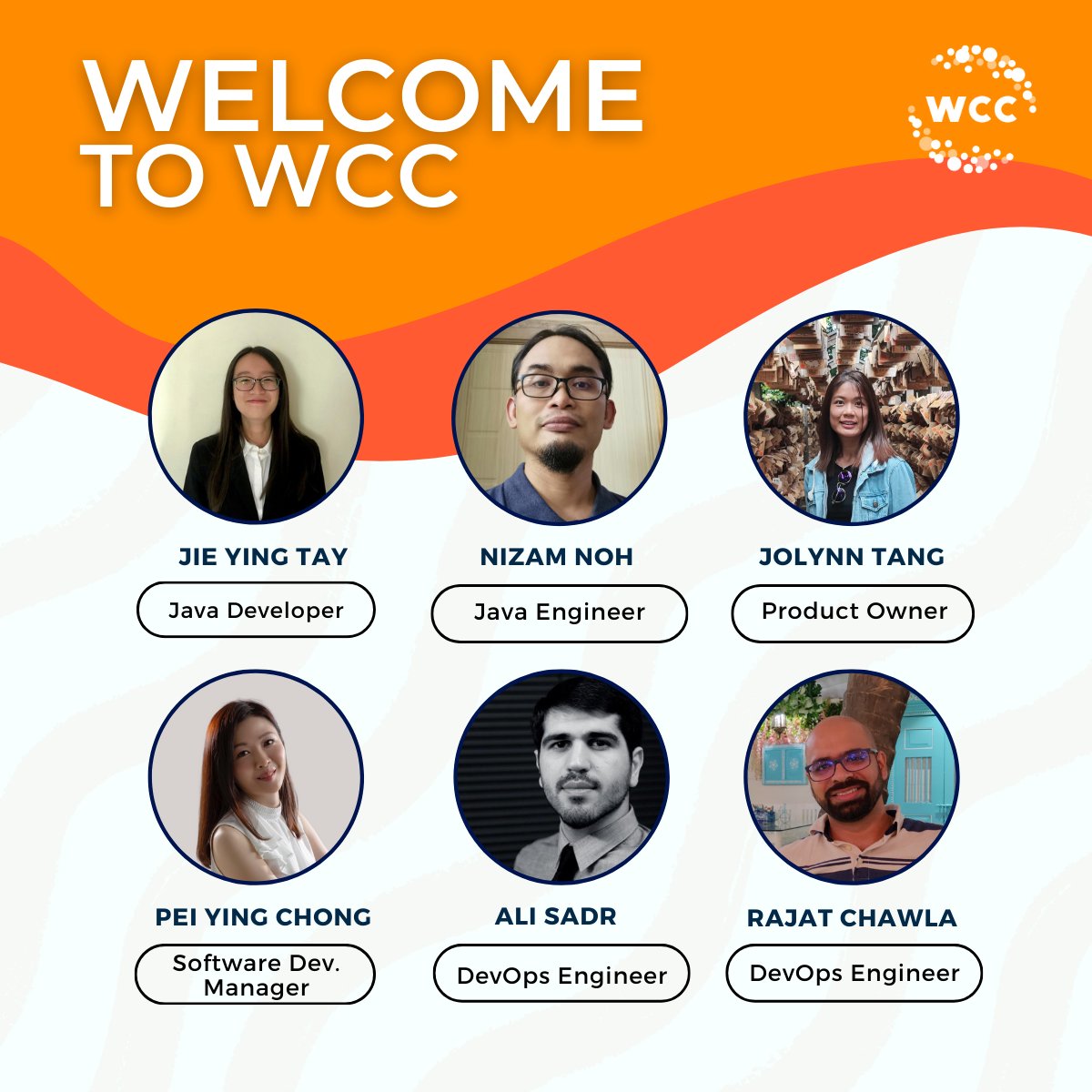 📣 We are thrilled to announce the newest additions to our team! 📣

In this past month, we welcomed 6 new colleagues in our offices in Utrecht and Kuala Lumpur.

We hope your first weeks in WCC have been nothing but great!

#newjoiners #team #SoftwarethatMatters