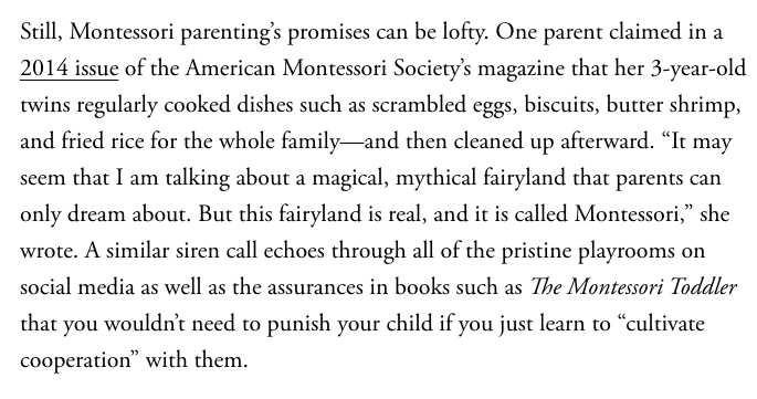 there's a lot to like about Montessori parenting, @cray_kate writes, but it is emphatically not, as one parent claimed, a recipe to make parenting a 'fairyland.' Kate separates fact from fairytale in this great piece: