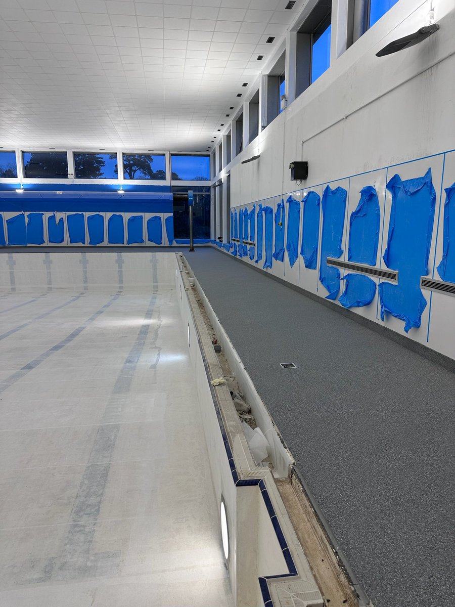 PolyAdvisory's tweet photo. Making good progress on our refurbishment of the pool tanks, pools surrounds and changing rooms at Antrim Forum leisure centre. Some big kit in to prep the floors. https://t.co/K6ONFNgrXG