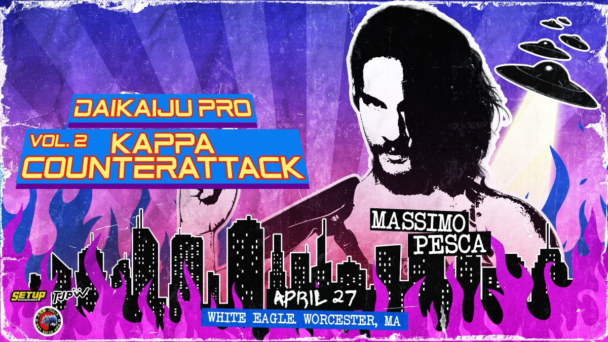 DaikaijuPro's tweet photo. 🚨COMBATANT ANNOUNCEMENT🚨

Returning to America by way of Nola, Italy, it's The Dangerous Prince, @MassimoPesca  !

Massimo Pesca impressed many with his Daikaiju debut on Vol. 1 and he looks to capitalize on the momentum with victory!

📺: https://t.co/m1B24P9ghk
🎟️: https://t.co/tB9HudyJ2j

#daikaijupro