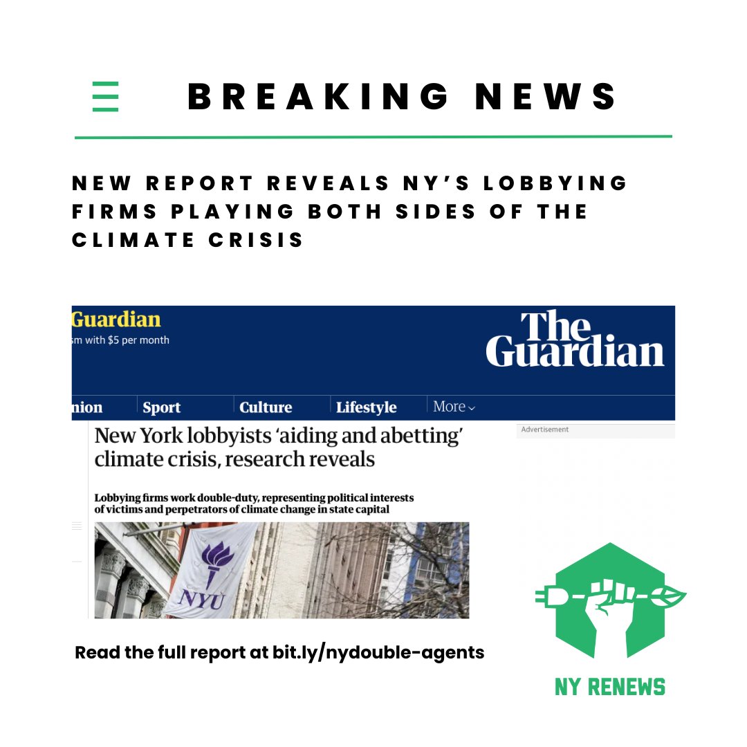 NY's fossil fuel lobbyists profit from both sides of the climate crisis - (such as @OstroffAssocia1 @hinmanstraub @GT_Law!)

This ain't right.

@CarlHeastie @GovKathyHochul @HeleneWeinstein: NO to FF lobbying & YES to #ClimateSuperfund & #NYHEAT

REPORT: bit.ly/nydouble-agents