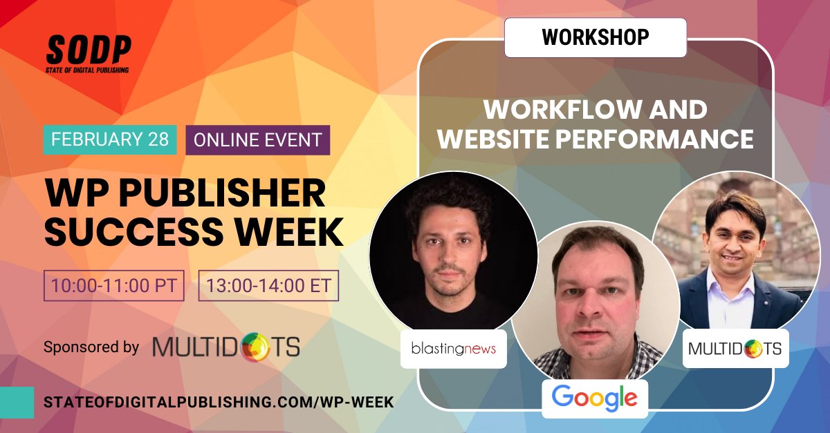 multidots's tweet image. Join @tunetheweb, @angelopaura, and our Co-Founder &amp;amp; CTO @aslam4net to learn how to audit workflows and website performance, identify weaknesses, and boost efficiency.

🗓 Feb 28 | 13:00-14:00 Eastern Time

Register now ➡️ t.ly/PLPXE

#Multidots #WPWeek #WordPress