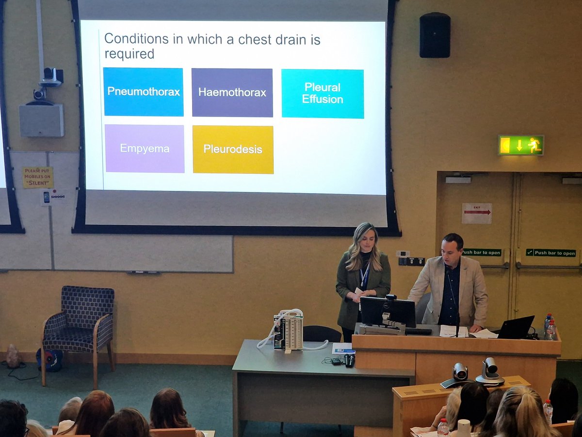 Clodagh Downey, ANP & Stefano Bertoletti, Clinical Nurse Manager 2, Cardiothoracic/Urology 4D ward @CUH_Cork discussed and provided  vital insights on the Nursing Management of an Intercostal drain today @ #CuhNurseConf24 
 @carolinecoste17
@KathyCPC_CUH @OBebh @AMGalvinCUH
