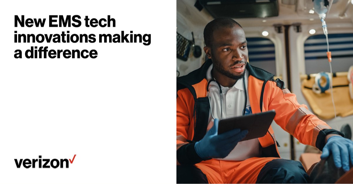 mikehackmer's tweet image. EMS tech has evolved. Agencies that invest in reliable network connectivity to support innovations in emergency care give providers more opportunities to make a difference. Learn about connected #EMS. #EMStechnology #PublicSector #FirstResponders #VTeam vz.to/3PlVhsb