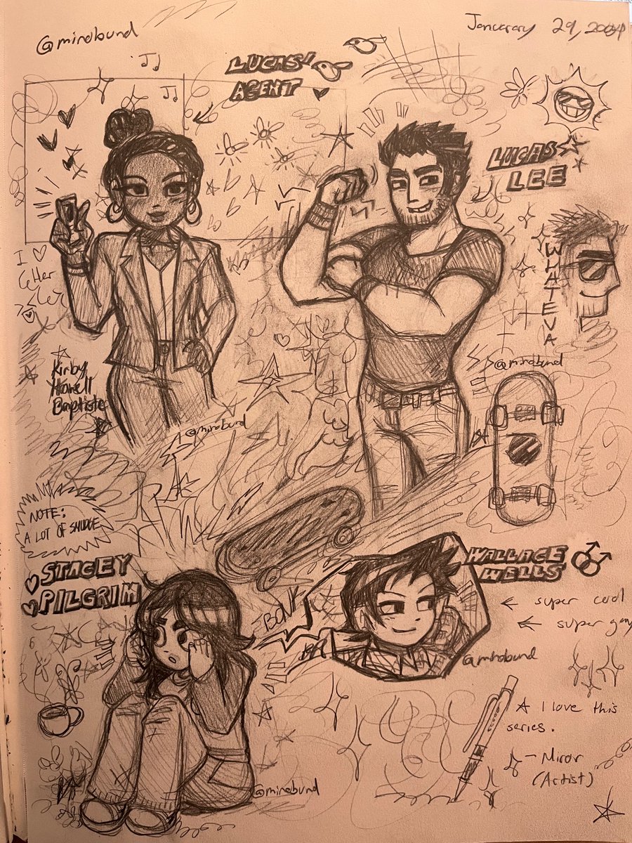 mirobund's tweet photo. made another one!!
(sketchbook)
☝️🕊️☕️🛹
lucas lee’s agent got me going 🤤🤤😍🤯🤯
#lucaslee #staceypilgrim #wallacewells #scottpilgrim #scottpilgrimtakesoff #fanart #fypシ #sketchbook #art https://t.co/47dt5zewG8