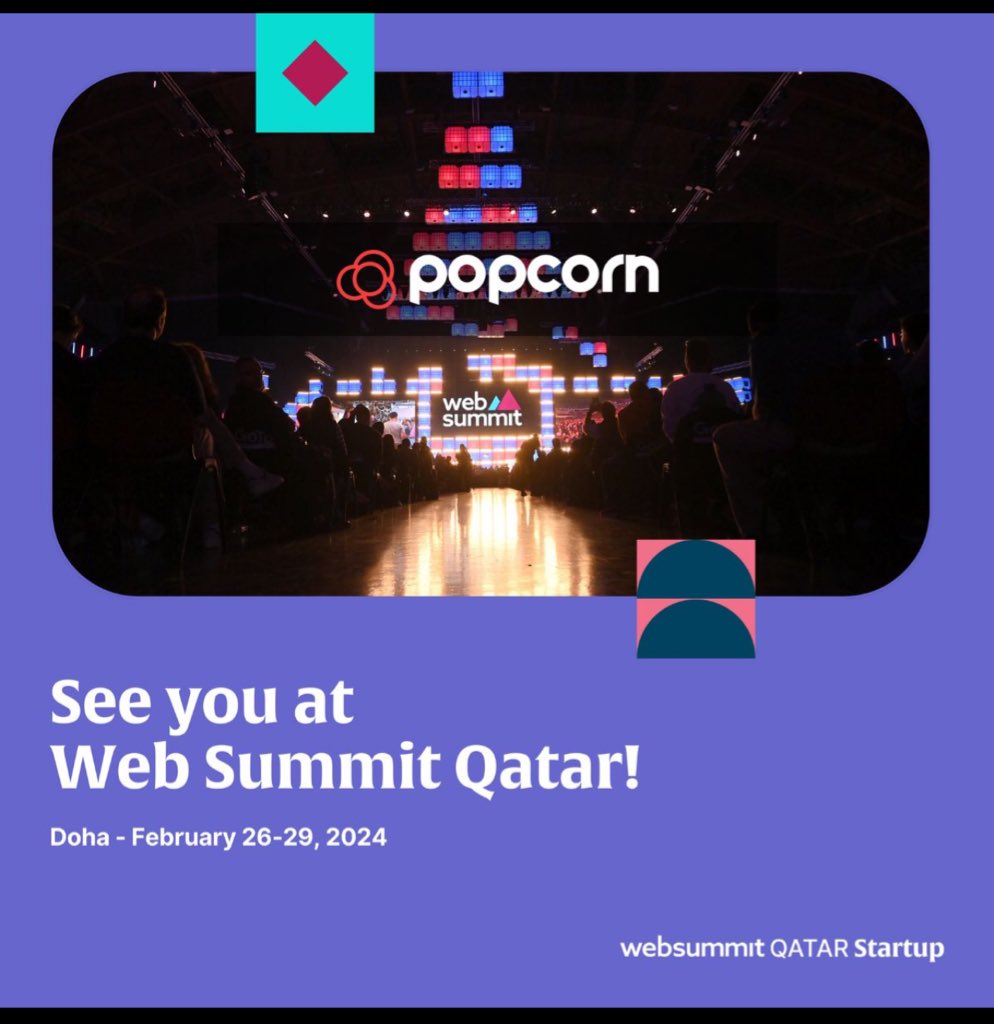 Popcorn 🍿 is so excited to be part of #WebSummitQatar's startup programme in February. Stop by our stand A432, say hi and find out all about the AI &amp; Whatsapp commerce