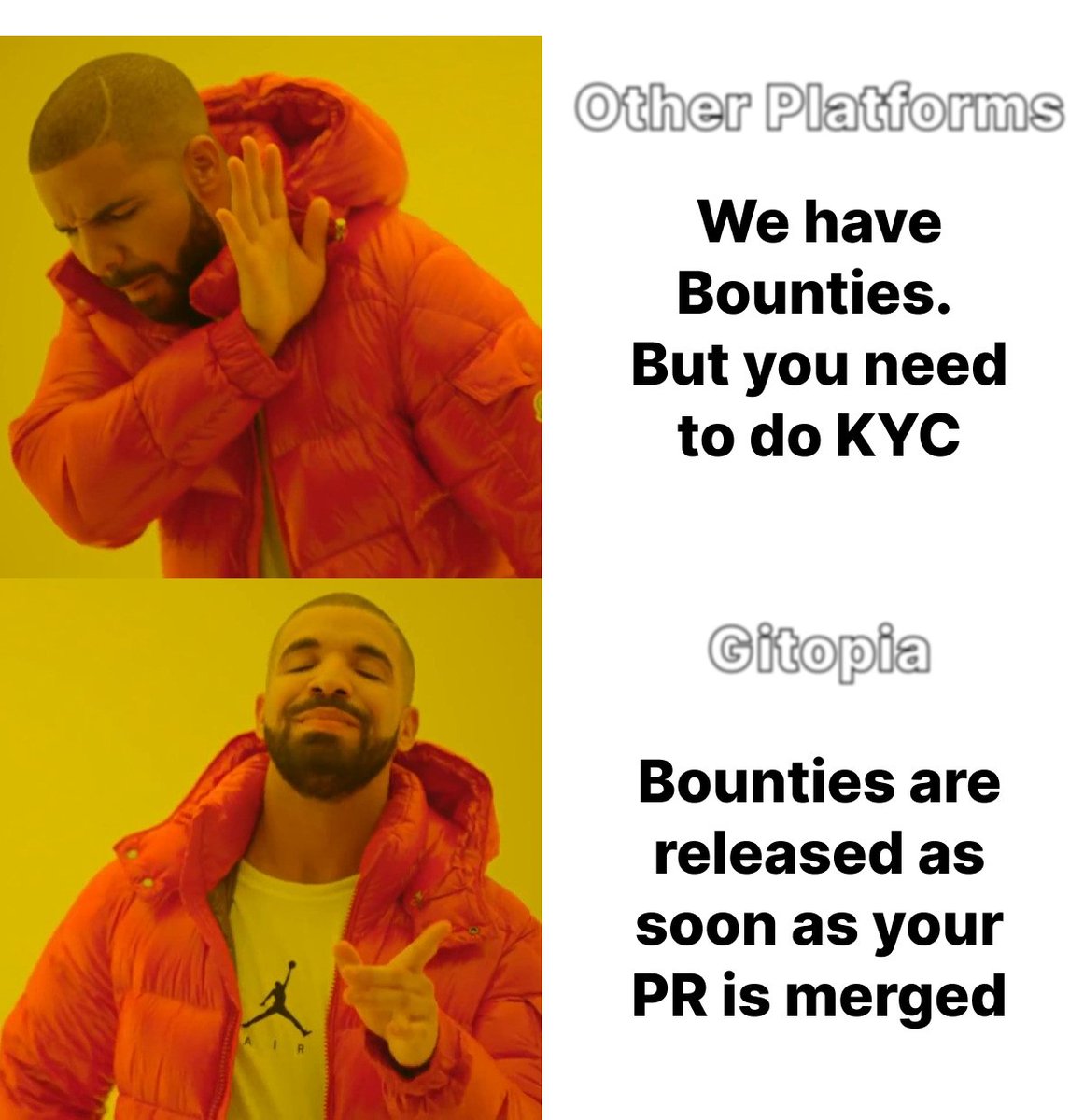 gitopiaDAO's tweet image. 1/ What makes Bounties on Gitopia different?

⛓️ Implemented at protocol level
💰 Released as soon as PR is merged
🥷 Anon can contribute
🪙  Other tokens along with $LORE are supported via IBC protocol
⛓️ Other projects can reward contributions in their native tokens