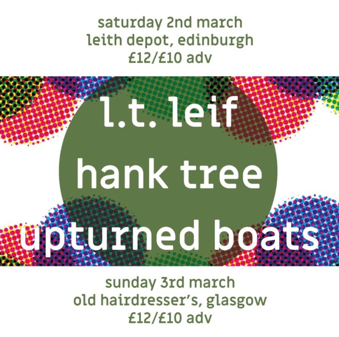 Broadcasters offshoots Upturned Boats and Hank Tree have gigs in Edinburgh and Glasgow this weekend with the brilliant L.T. Leif.
It promises to be a great couple of nights! Hope to see some familiar faces.