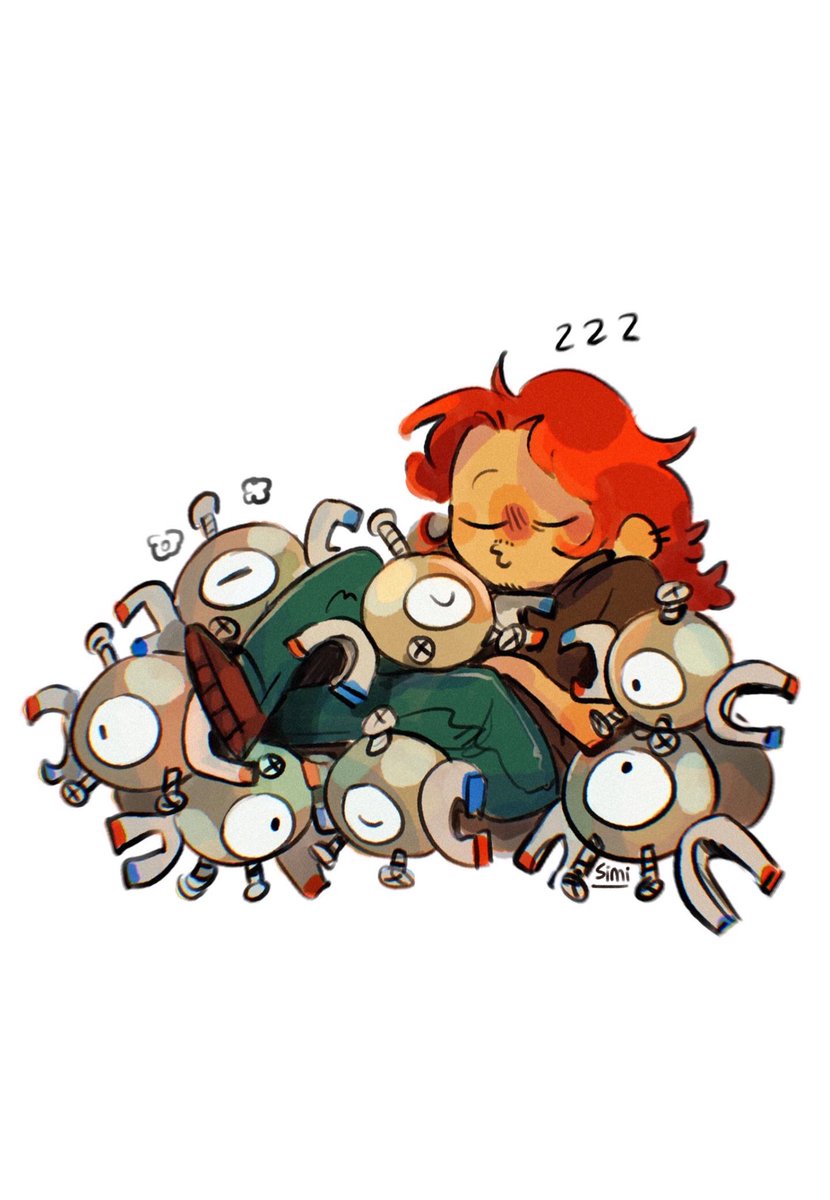 sleeping red hair zzz white background closed eyes chibi pants  illustration images