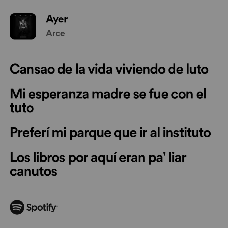 Ayer de Arce

No es un tema precisamente nuevo, de hecho pertenece al álbum de Arce llamado Lucifer, pero es un temazo.
Todo el álbum es increíble pero este creo que es mi tema favorito.
Pegale una escuchada ;)