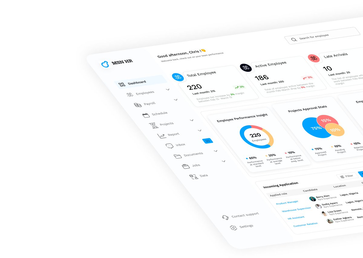 solomonlasun1's tweet image. Here is the final result of HR Dashboard exploration I have been working on. This dashboard show a comprehensive way of managing workers and will be able to monitor their activities.
#ui
#uidesign
#uidashboard
#hr
#management
#uiux
#uiuxdesign
#remotework
#remotejobs