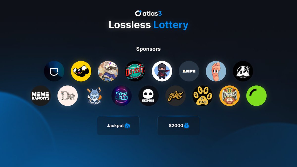 🎟️Lossless Lottery #29.  

📃200+ Whitelists  
💸$2000+ in $USDC rewards 
🤑Jackpot
⚡️6,686,941 $FORGE staked 
👥17 Sponsors  

Play now: atlas3.io/lottery➡️