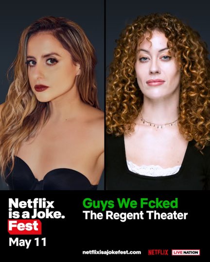 🌴 We're coming to the City of Angels for @netflixisajoke comedy festival! 🎤 Join us at the @regenttheaterla on Saturday, May 11th at 9:45pm for #GuysWeFcked podcast show recording with your trusted HOsts @philanthropygal &amp; @krystynahutch 👯‍♀️ 

netflixisajokefest.com/shows/guys-we-…