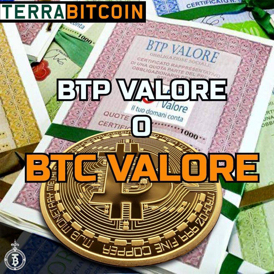 TerraBitcoin_'s tweet photo. BTP Valore o BTC “Valore”? A voi la scelta!
Nel primo giorno del loro collocamento, i Buoni Poliennali del Tesoro dell'indebitato Stato italiano hanno registrato ordini per 6,4 miliardi di euro. Lo hanno già comprato 210.800 italiani.

💊Per contro, gli stessi italiani hanno meno #criptovalute nel loro portafogli. Secondo i dati diffusi dall’Oam, gli italiani hanno un 32% in meno di cripto nei, rispetto al trimestre precedente; per una media a persona di 820 in controvalore in euro.
Questo è il dato di fine 2023. Il totale di criptovalute possedute dagli italiani, secondo le statistiche, non superava e 2 miliardi di euro.

💊Il rendimento di un #BTP non serve neppure a proteggere dall'#inflazione. Il #Bitcoin  è un asset nato nel 2009 e, da allora, è sempre salito, capitalizzando oggi 1100 miliardi di dollari. 
#Blackrock, una delle più grandi società di investimento al mondo, lo ha definito l'#oro digitale. 
Bitcoin è stato il miglior asset class al mondo in 11 anni su 15.

💊Ecco perché il nostro bel Paese va male. La popolazione media investe in Btp e, così facendo, si impoverisce un po' per giorno senza accorgersi. Alla stressa stregua della rana bollita. I principali #imprenditori negli ultimi 30 anni hanno giustamente abbandonato un paese truffaldino, con #tasse insopportabili, un sistema che premia le #lobby di potere, gli amici della politica e delle principali istituzioni. Gli unici Italiani che hanno successo vivono all'estero, in paesi a tassazione zero o agevolata.

✅Vuoi cominciare un percorso di libertà individuale? Scopri i valori di TerraBitcoin Club e le capacità di analisi dei nostri esperti sui mercati finanziari, Bitcoin e immobiliare.
Approfitta di TERRABITCON PLUS TRIAL: tre mesi a soli 99 euro!

➡️ACQUISTA TERRABITCOIN TRIAL PLUS QUI 👉 https://t.co/8jyzuFo5fu