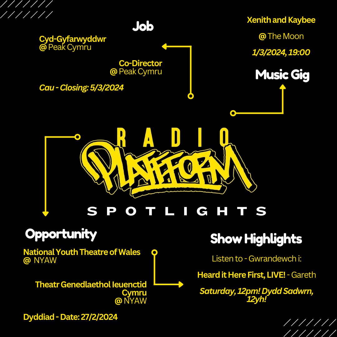 🔥💡 Radio Platfform Spotlights 💡🔥 This week's handpicked selection of the finest jobs, opportunities, gigs and RP shows: 1. Swydd/Job arts.wales/news-jobs-oppo… 2. Gig themooncardiff.com 3. Cyfle/Opportunity nyaw.org.uk/auditions 4. Sioe/Show player.broadcastradio.com/wales-millenni…