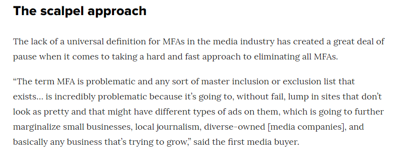 This is a great writeup by @KayleighJBarber on why saying 'just use an inclusion/exclusion list' to solve for MFAs is overly simplistic. Full piece here 🔽🔽: digiday.com/media/media-bu…