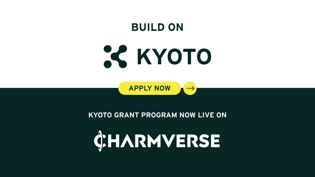 📢We've upgraded the $KYOTO #Grants application process through @CharmVerse featuring: 👤Enhanced #UI 🗒️Detailed submissions 🤝Connection with our #GrantsCouncil for next round selection 🌱Let's #BuildKyoto + your project together! 👇 app.charmverse.io/kyoto-grants/g… #KyotoBlockchain