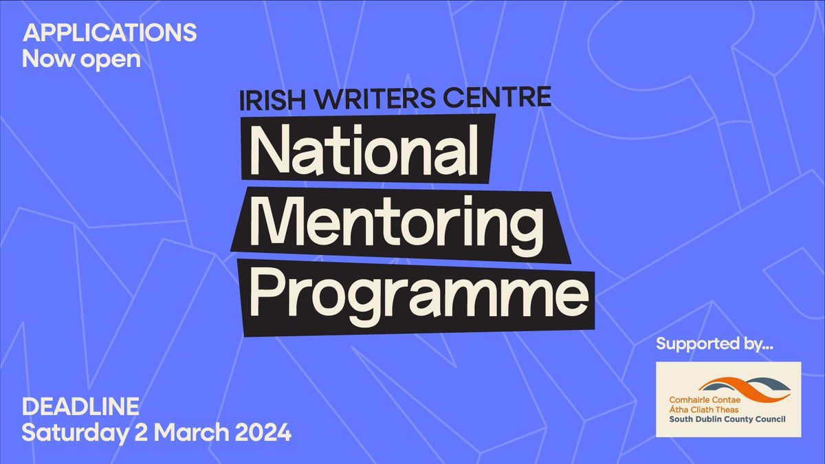 ✏️Applications are now open for the @IrishWritersCtr #NationalMentoringProgramme 2024!
 
This opportunity is for writers living on the island of Ireland to receive sustained mentoring from an acclaimed Irish writer.
 
Supported by @sdublincoco