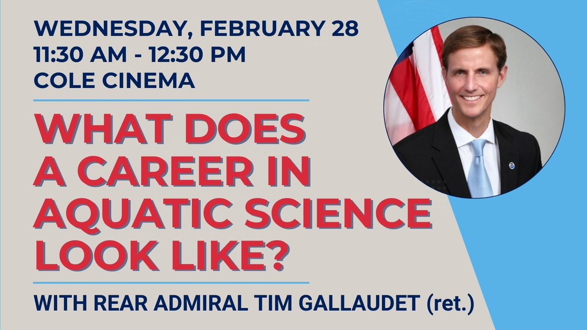 Rear Admiral Tim Gallaudet (ret.), will be here tomorrow to discuss careers in aquatic science! #smcmseahawks #stmarysmd #centerforthestudyofdemocracy #csd 
#timgallaudet #aquaticscience #noaa #blueeconomy