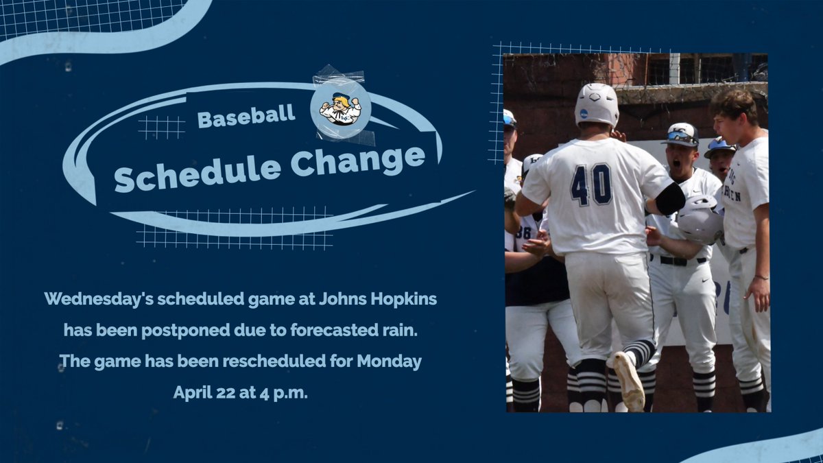LVC Athletics (@lvcathletics) on Twitter photo Tomorrow's <a href="/LVCBaseball/">LVC Baseball</a> game at Johns Hopkins has been postponed. It will be made up on Monday, April 22 with a 4 p.m. first pitch in Baltimore!
The Dutchmen will return to action on Sunday in Florida with a doubleheader against Norwich!
#GoDutchmen
#lvcbase
#d3baseball Tomorrow's <a href="/LVCBaseball/">LVC Baseball</a> game at Johns Hopkins has been postponed. It will be made up on Monday, April 22 with a 4 p.m. first pitch in Baltimore!
The Dutchmen will return to action on Sunday in Florida with a doubleheader against Norwich!
#GoDutchmen
#lvcbase
#d3baseball