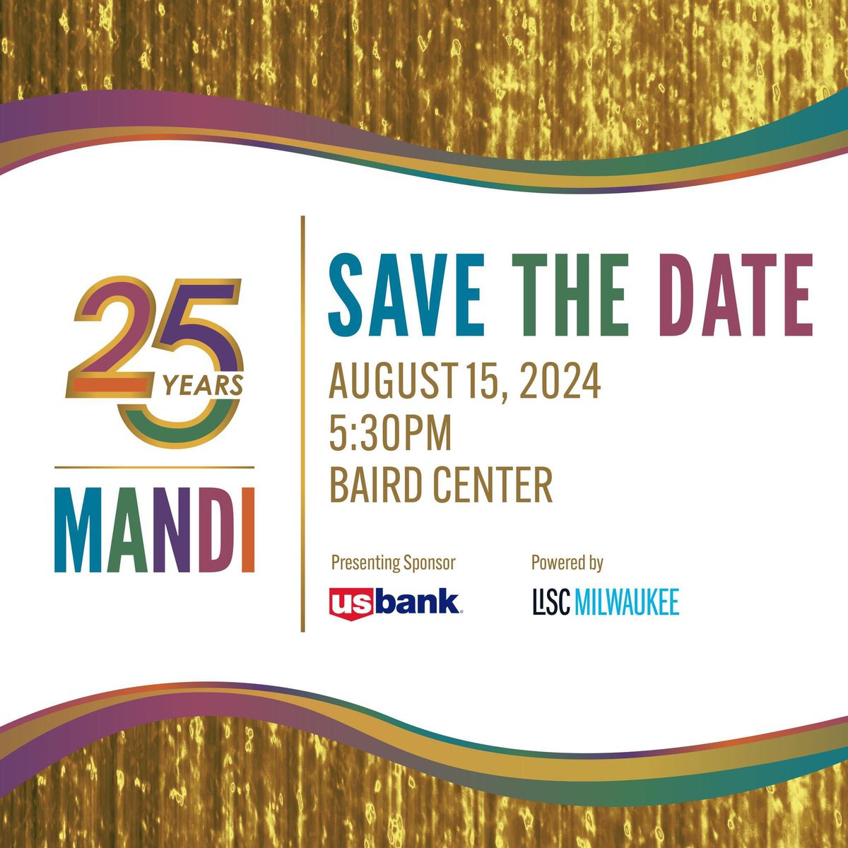 📣 SAVE THE DATE! 25th Annual MANDI Awards August 15th, 2024 LIVE from the ALL NEW Baird Center Stay Tuned for a ticket sale date and more information! Watch the 2023 MANDI Awards: youtu.be/HsJObdRjpDc?si…
