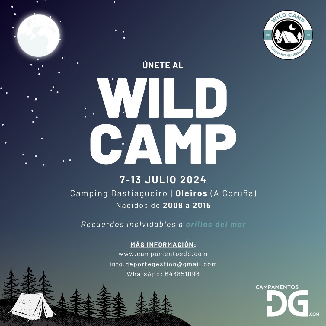 🩵WILD CAMP 2024🩵

Vive con DG una experiencia inolvidable a orillas del mar. 

Una semana llena de juegos en equipo, excursiones, actividades acuáticas y grandes veladas nocturnas.

#campamentosdg #verano2024 #campamento