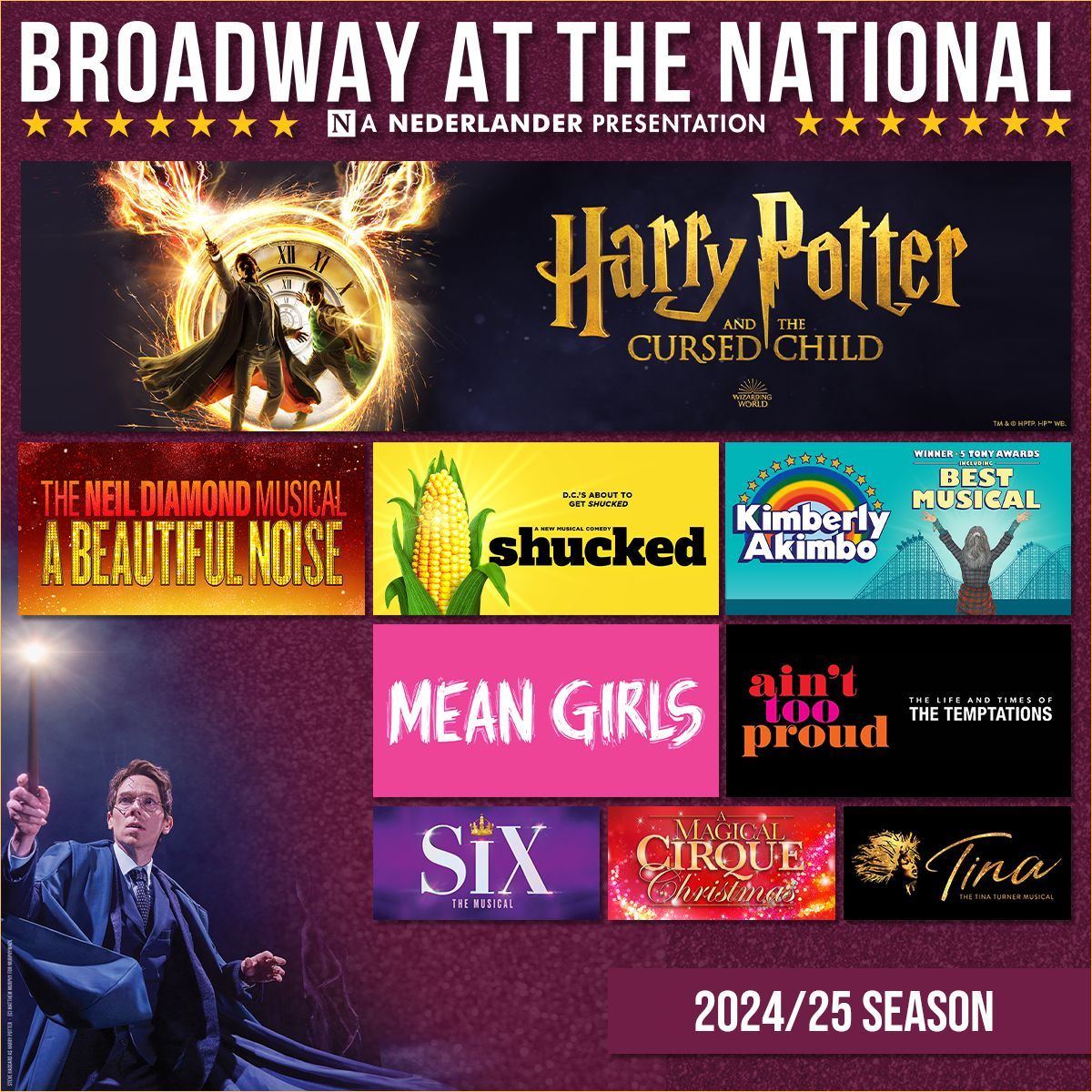 🎭 NEW SEASON ALERT: Broadway at The National is thrilled to announce our MAGICAL 2024/2025 season. Season packages are now on sale! Visit the link in our bio to learn more. Let us know which show(s) you're excited to see.