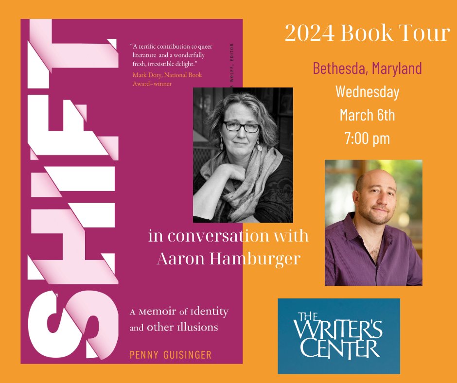 My greatest joy as a teacher of writing is to see former students become highly esteemed colleagues, like Penny Guisinger, author of the new memoir SHIFT, which you should all run out and buy. And if you're in the DMV area, come see us at the Writer's Center March 6!