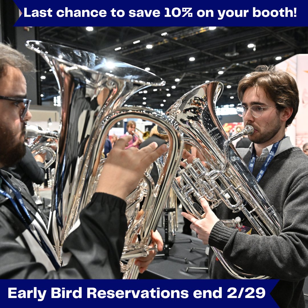 It’s your final chance to save on exhibit space at this year’s conference! Book by February 29 and get 10% off your booth at the 2024 Midwest Clinic: tinyurl.com/MWCExhibits.