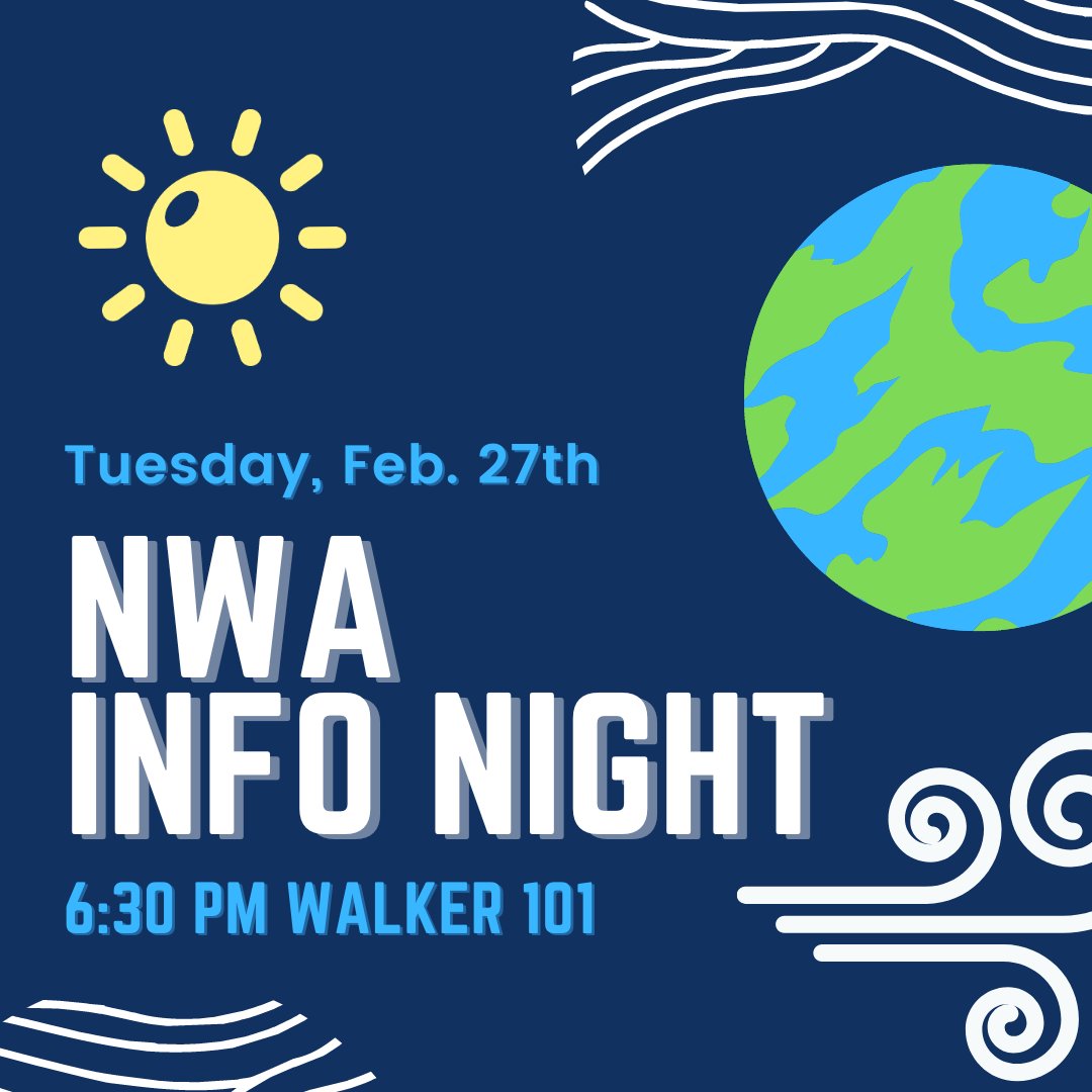 Good morning everyone! ☀️ Reminder that NWA Info Night is TONIGHT in Walker 101. The NWA application to be funded by PSUBAMS will be released after the meeting. Hope to see you there!! ✨⚡️