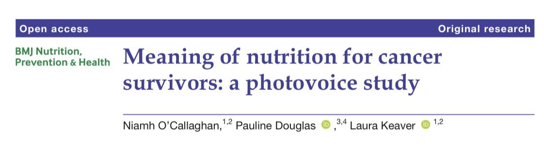 I’m thrilled to see our Photovoice study published in @BMJNutrition @laurakeaver @pdoug99 This study captured the meaning of nutrition for cancer survivors who are post-cancer treatment using a participatory photography method. 🔗 Open access link: nutrition.bmj.com/content/early/…