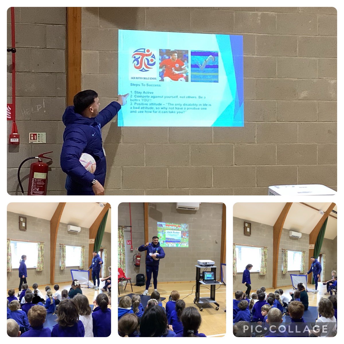 Miss_K_Powell's tweet photo. @jackrutter2 gave us a fun and  motivational assembly this morning! 
The children listened well and are keen to remember his Steps To Success!
Thank you Jack for a brilliant day!
@Our_Llangattock https://t.co/eE0Zpg1nUy