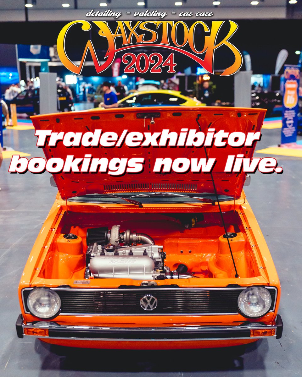 The floor is now open, we are taking bookings for trade/exhibitors right now. Sponsor slots in several categories are up for grabs. Looking forward to seeing you at the show.
#waxstock #waxstock2024 #detailing #detailingcars #DetailingGear #CarCareProducts #PolishingMachines