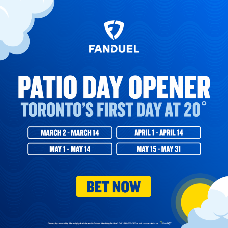 FanDuelCanada's tweet photo. Is It Gonna Be a Long Hot Summer? 💃
Bet Toronto's First Patio Day on FanDuel!