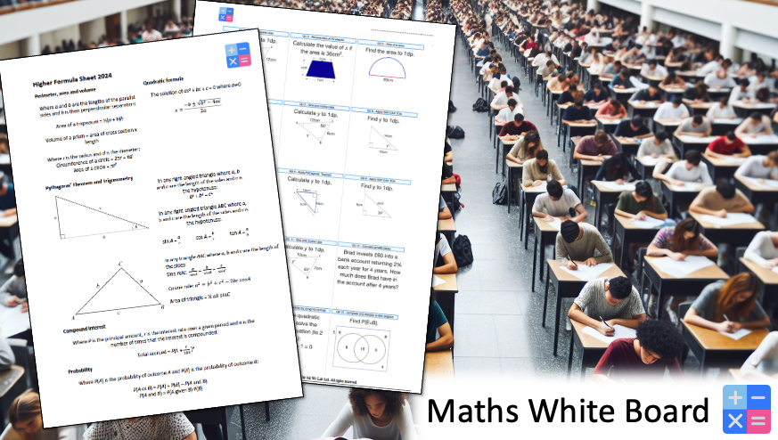Maths formula sheet familiarisation tasks

❤️ and 🔃 🙏

Higher:
mathswhiteboard.com/downloads/High…

Foundation:
mathswhiteboard.com/downloads/Foun…

These packs provide students with 8 tasks, each requiring the application of provided formulas for a successful solution. Answers are included in each