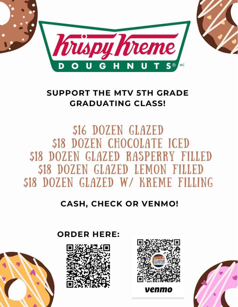 With $16-18, you can't buy happiness, but you can buy a dozen doughnuts and support Mountain View Elementary 5th Grade Class!! 🍩 😜

Find out more here: docs.google.com/forms/d/e/1FAI…  

#krispykreme #krispykremefundraiser #donutlover #fundraising #nonprofit #treatyourself