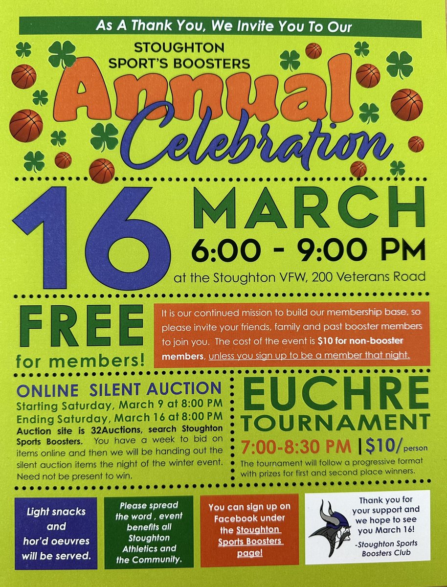 VikingBoosters's tweet image. Come support our annual event on March 16 at the VFW.