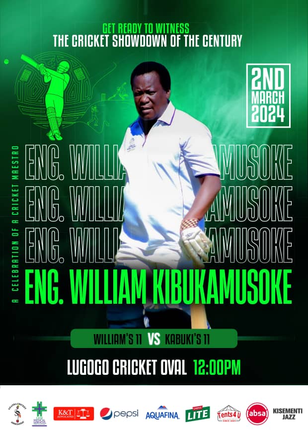 PaulKaheru's tweet photo. We're going to have a great time this Saturday at Lugogo Cricket Oval as we honour Eng. William Kibukamusoke fir his contribution to Uganda Cricket. 
Than you sponsors @casemedservices @PepsiUg @CastleLiteUg @tents4uganda @AbsaUganda @CricketUganda @AquafinaUganda @PepsiUganda https://t.co/AesDhKaUGq