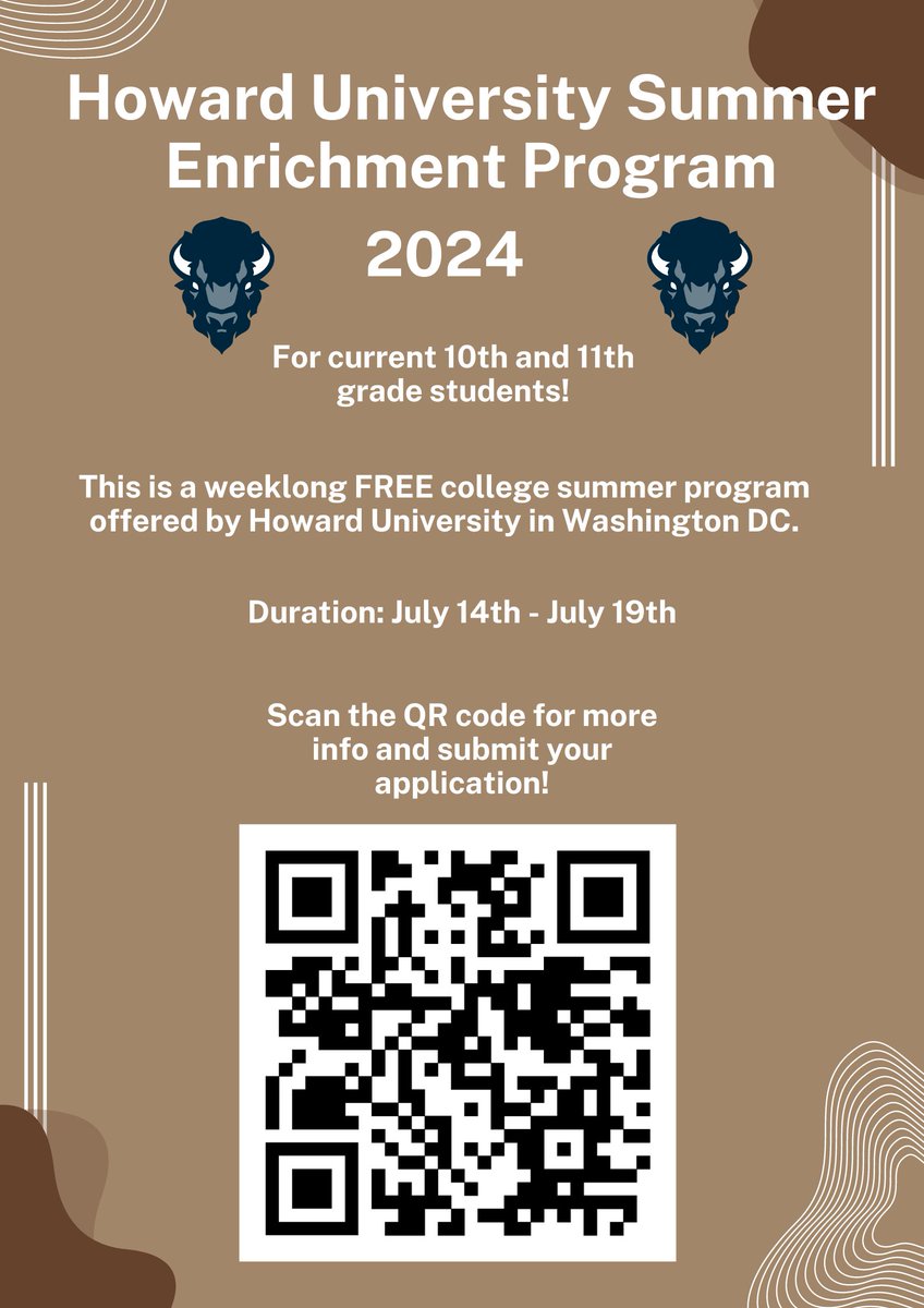 LakesCounselors's tweet image. Free college summer program for current 10th and 11th graders! #howarduniversity #summerprogram #college