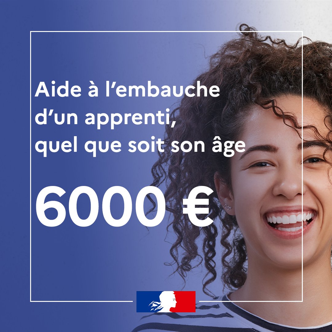 📢 Les aides se prolongent en 2024 !
6 000 euros : c'est le montant de l'aide qui sera versée aux entreprises qui concluent un contrat avec un apprenti, quel que soit son âge, pour la première année d'exécution de celui-ci.

Pour en savoir plus : swll.to/4Cw9St
