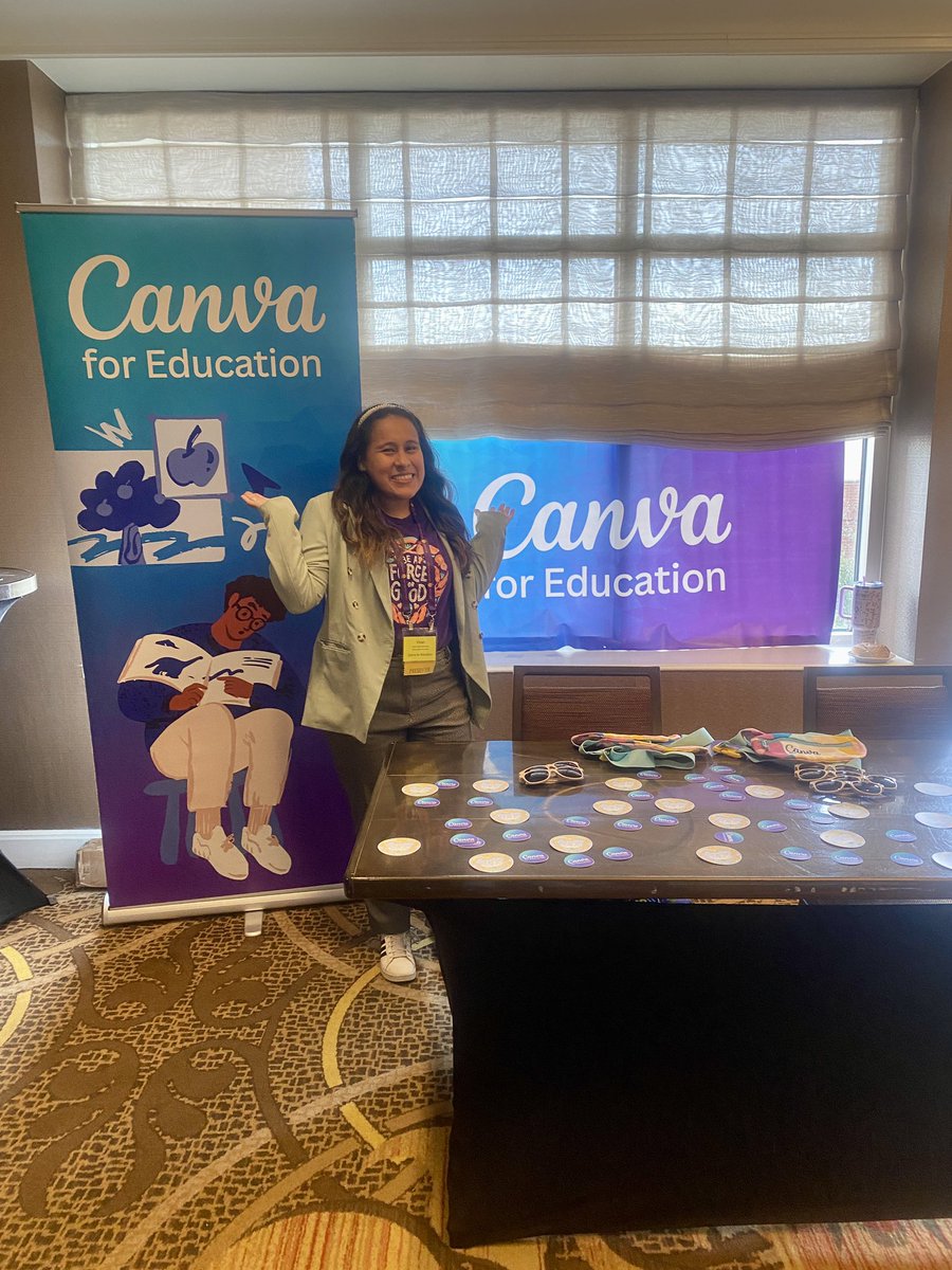 Excited to be at the TSPRA Conference presenting & spreading the creative joy of Canva for Edu!! ✨✨ come visit the booth for free swag & learn some tips of how to use Canva. I have a session from 1:30-2:30pm tomorrow! #CanvaLove #TSPRA24 #CanvaEdu