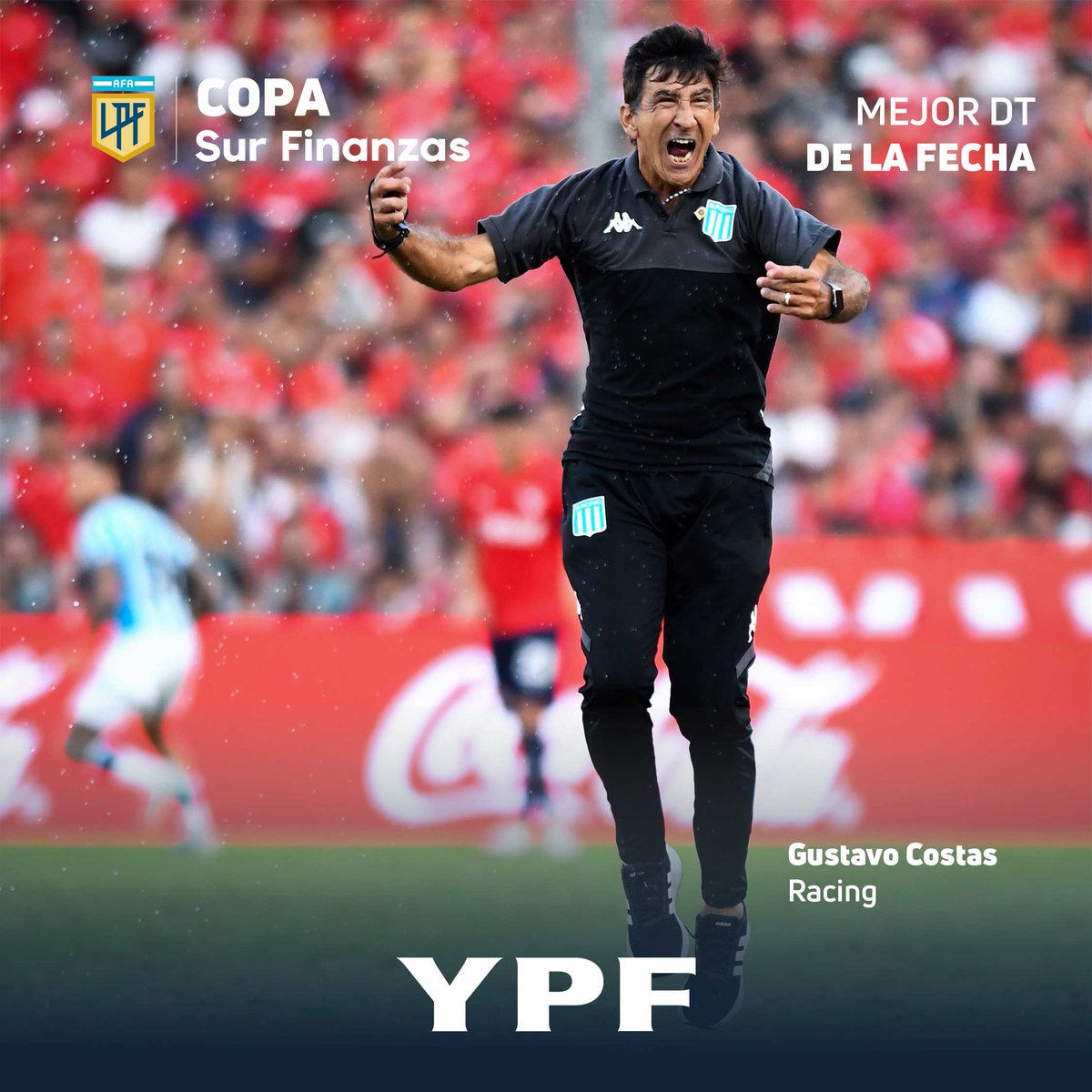 Gustavo Costas es el #MejorDT de la #Fecha7 de la #CopaSurFinanzas 🏆 2024, tras el triunfo de <a href="/RacingClub/">Racing Club</a> en el #ClásicoDeAvellaneda.

¡Felicitaciones!

<a href="/YPFoficial/">ypfoficial</a>