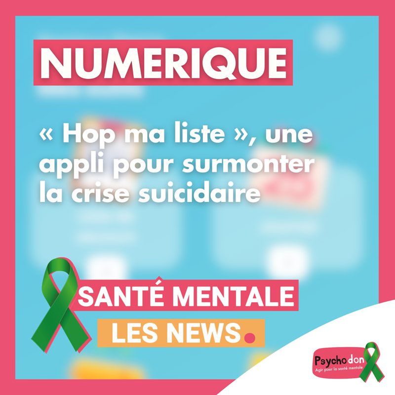 𝐋𝐞𝐬 𝐍𝐞𝐰𝐬 𝐝𝐞 𝐥𝐚 𝐒𝐚𝐧𝐭𝐞́ 𝐌𝐞𝐧𝐭𝐚𝐥𝐞 🎗️ Accessible à tous, gratuite, anonyme et confidentielle, Hop ma liste est une appli qui vise à coconstruire avec le patient un kit de gestion des idées suicidaires. 📲 Télécharger l'appli : play.google.com/store/apps/det… Plus…