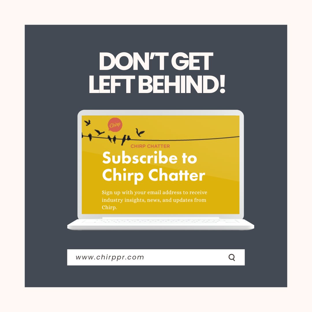 PR_Chirp's tweet image. Don't get FOMO! Subscribe to our newsletter for all things Chirp, delivered straight to your Inbox! 📥 Link in our bio! #ChirpChatter #Chirp #Newsletter